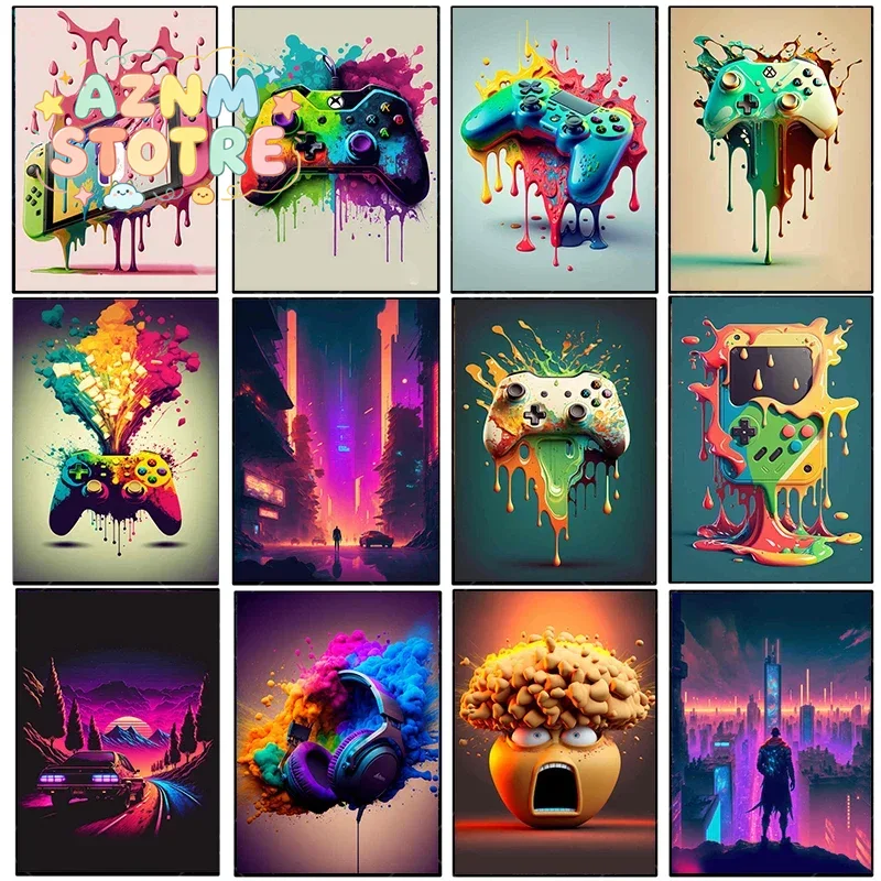 Gaming Controller - Póster de Lona Vintage con Diseño